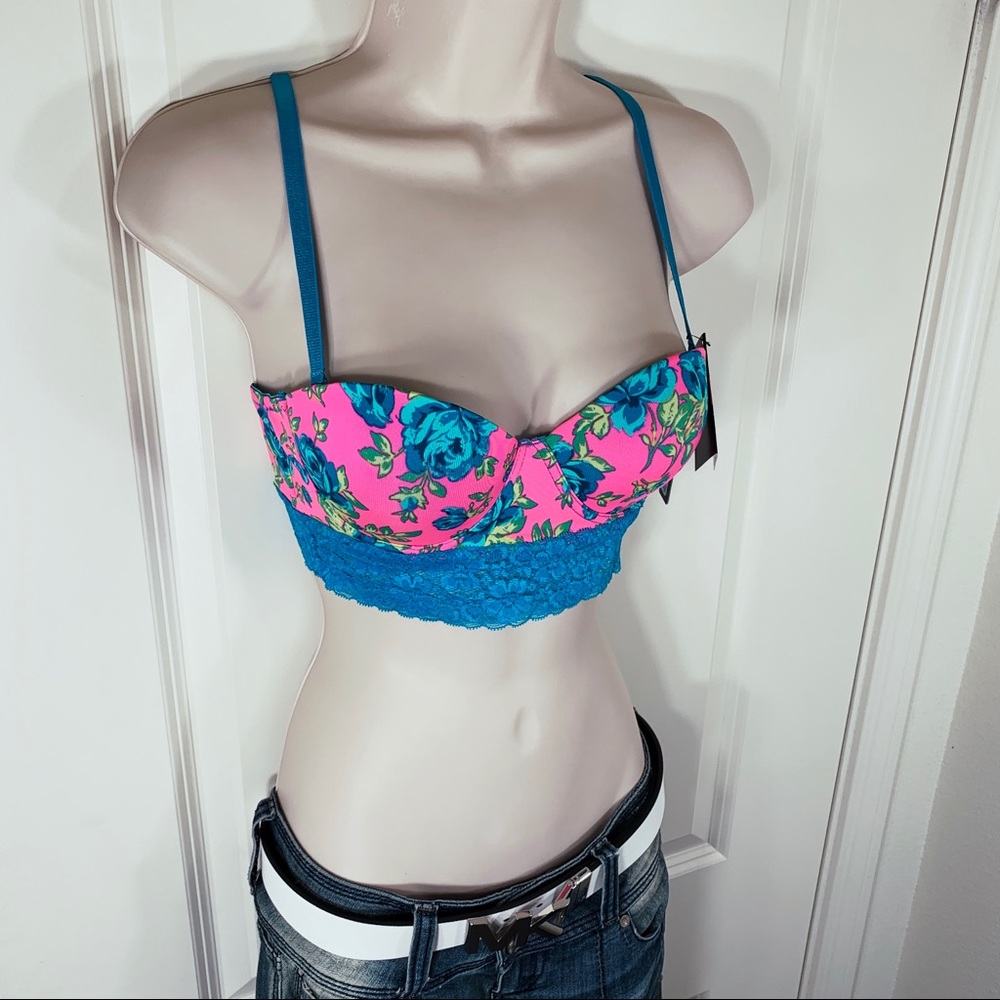 NWT Rampage Lace & Flowers Busty Bustier Corset Convertible Bra Sexy Crop Top - Picture 6 of 16